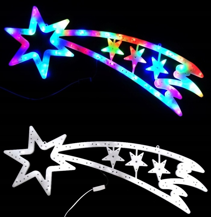 OZDOBA ŚWIĄTECZNA W OKNO DUŻA KOMETA MULTIKOLOR LED 75 CM