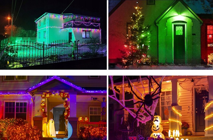 ZEWNĘTRZNE KOLOROWE OŚWIETLENIE LED ŚWIĄTECZNE LAMPKA ILUMINACJA FLASH IP66