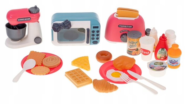 Zestaw do kuchni dla dzieci AGD naczynia mikser toster gotowanie akcesoria