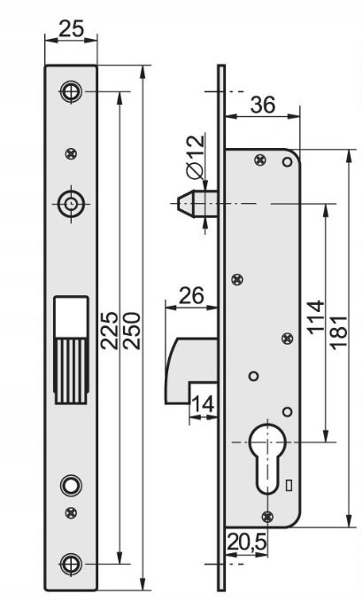 ZAMEK HAKOWY DO BRAMY PRZESUWNEJ DRZWI PRZESUWNYCH WPUSZCZANY KOWAL H40
