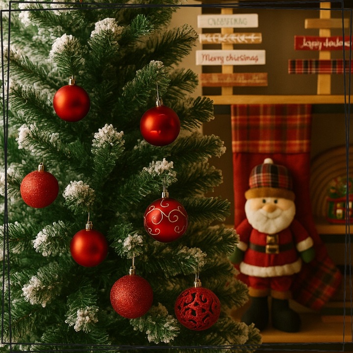 ZESTAW BOMBKI CHOINKOWE PLASTIKOWE CHOINKĘ CZERWONE NIETŁUKĄCE ŚWIĄTECZNE