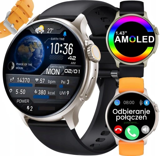 Zegarek SMARTWATCH Rubicon ROZMOWY MENU PL KROKI AMOLED ALWAYS ON DISPLAY