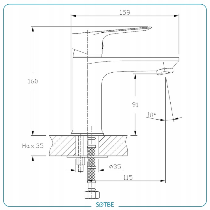 Kran do umywalki stojący bateria do łazienki umywalkowa oszczędna SOTBE