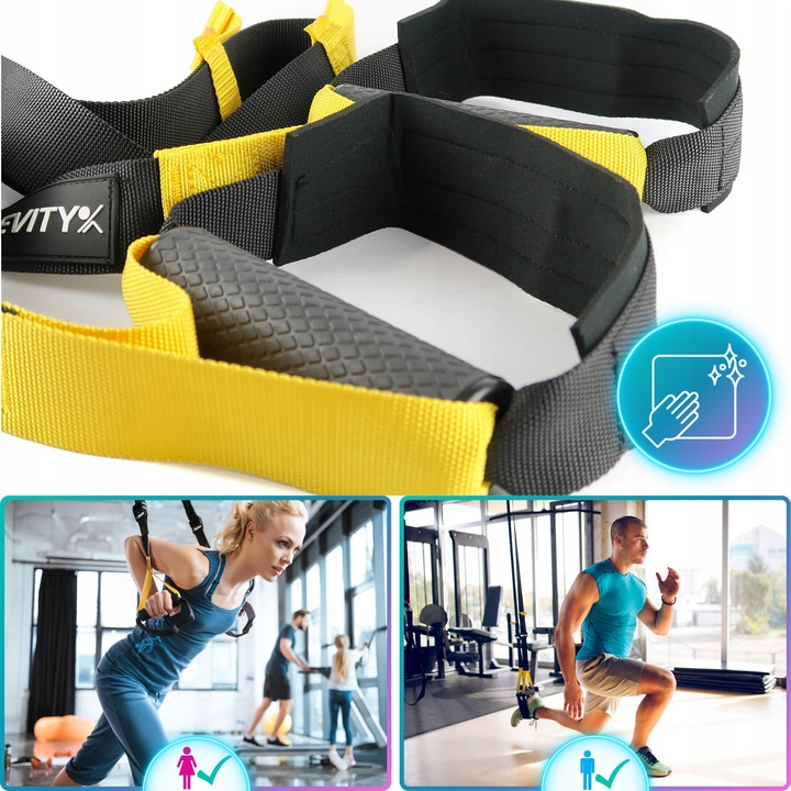 TAŚMY DO ĆWICZEŃ TRX CROSSFIT PASY TRENINGOWE Z AKCESORIAMI WYSOKA JAKOŚĆ