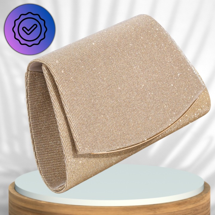 Kopertówka Wizytowa Mała ZŁOTA Torebka Wieczorowa ŁAŃCUSZEK Elegancka Mini