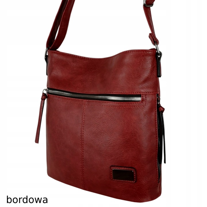 Torebka Damska Listonoszka Bordowa Torba Worek Na Ramię Długi Pasek Lekka