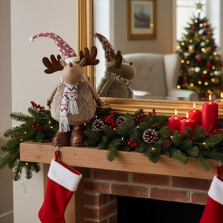 RENIFER ŚWIĄTECZNY STOJĄCY POD CHOINKĘ 73cm OZDOBA DEKORACJA ŚWIĄTECZNA