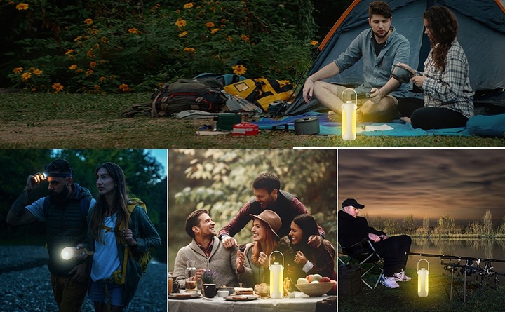 OŚWIETLENIE KEMPINGOWE LED MOŻLIWOŚĆ ŁADOWANIA 10000MAH 720LM LATARKI BIAŁY