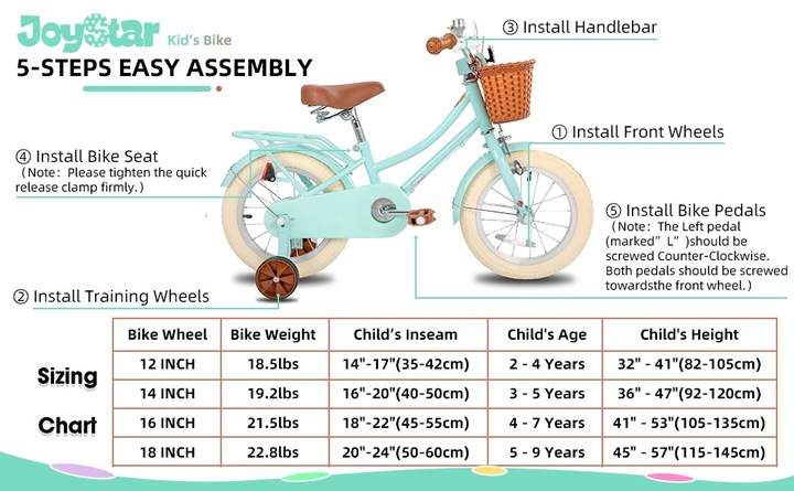 STITCH 18-calowy rower dla dzieci 5-9 lat Koło treningowe Kosz hamulca