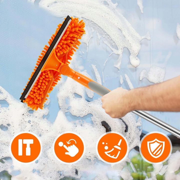 MYJKA DO OKIEN SZYB TELESKOPOWY Z ŚCIĄGACZKA WODY ZESTAW DUŻA WYSOKOŚĆ 2W1