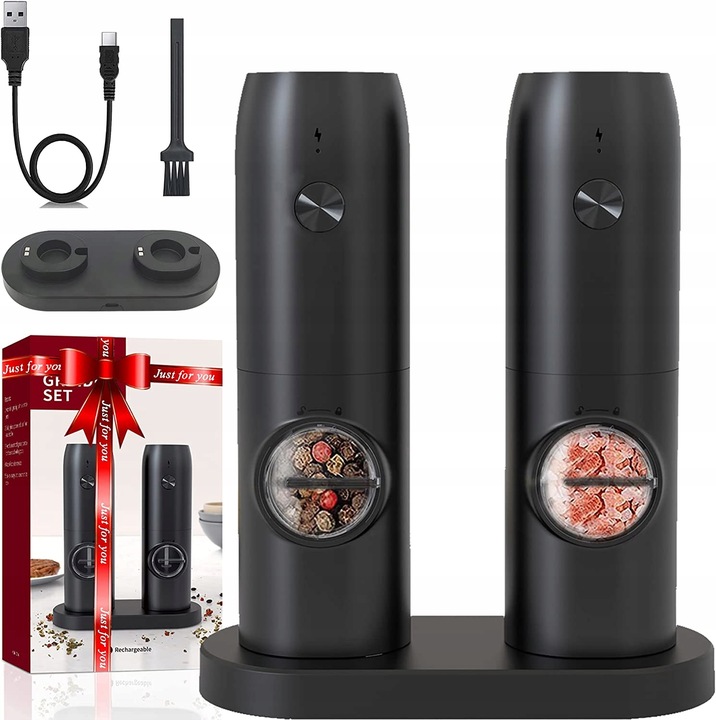 ELEKTRYCZNY MŁYNEK DO SOLI I PIEPRZU | 2w1 ZESTAW