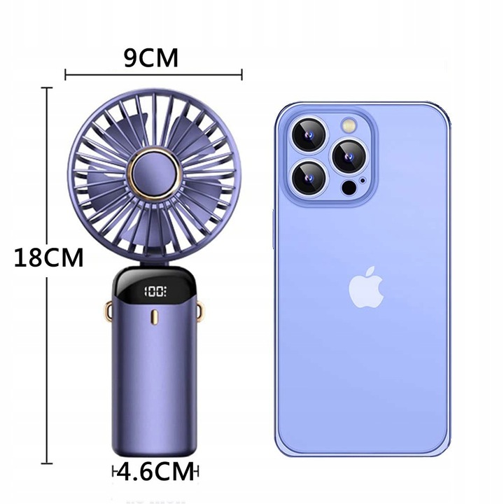 WENTYLATOR RĘCZNY PRZENOŚNY MINI WENTYLATOR Z AKUMULATOR 3000 MAH W PODRÓŻY