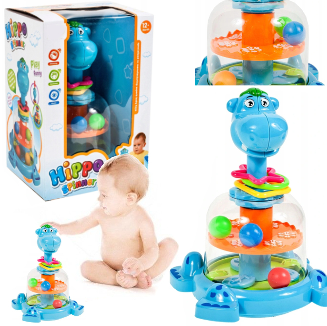 BĄCZEK INTERAKTYWNY SPINNER HIPCIO KARUZELKA Z KULECZKAMI DZIECI NA ROCZEK