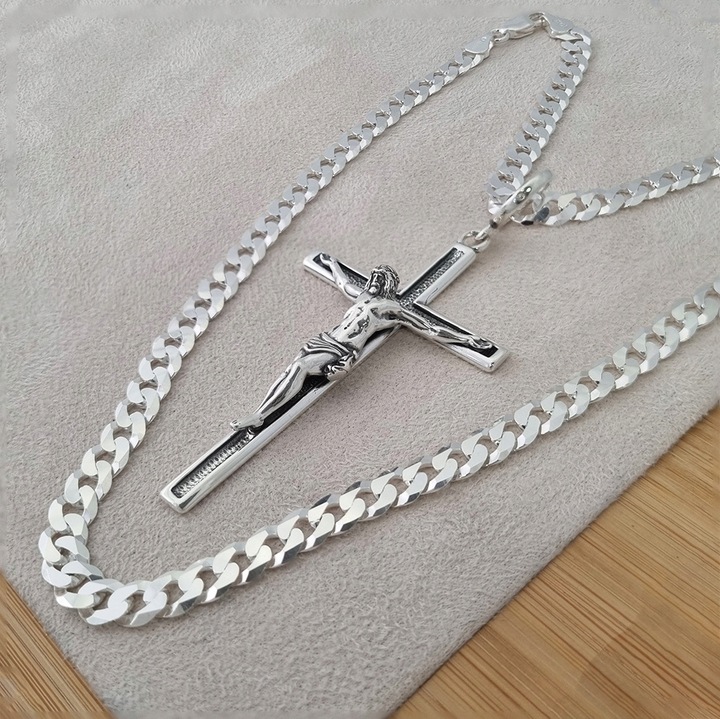 KRZYŻYK DO GRUBEGO ŁANCUSZKA SREBRO 925 DUŻY MĘSKI KRZYŻ SREBRO PRÓBA 925