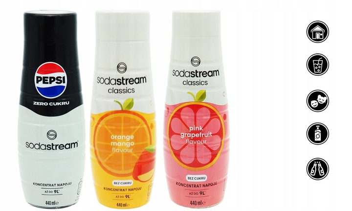 3x SYROP KONCENTRAT ZERO CUKRU DO SATURATORA SODASTREAM 9L NAPOJU z 440ml