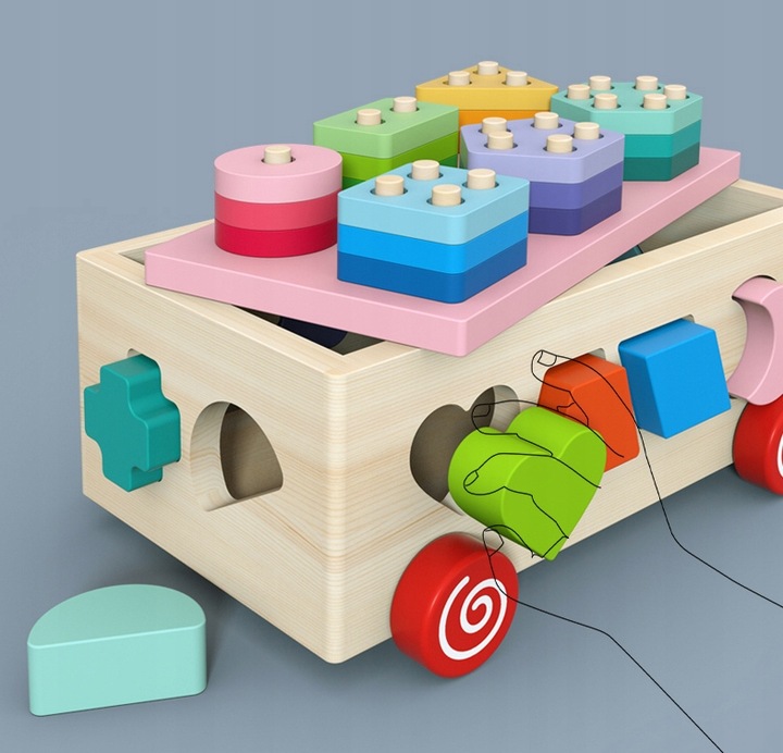 Drewniana kostka EDUKACYJNA SORTER KLOCKI 924