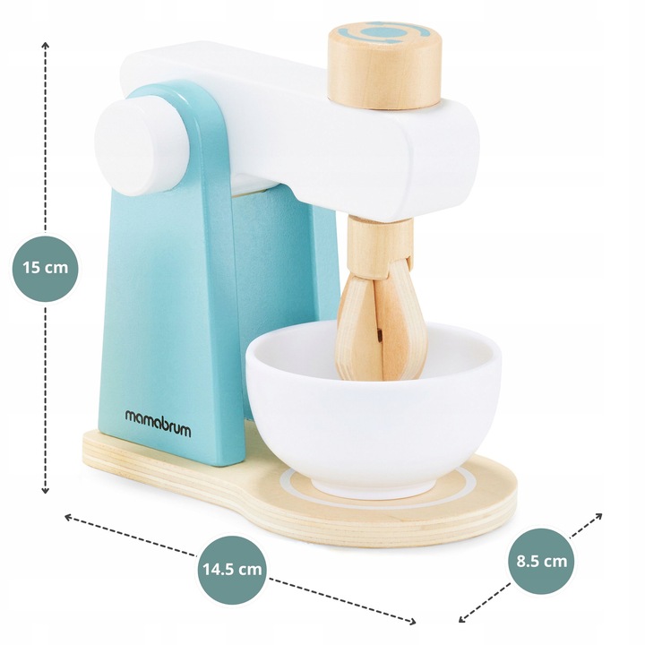 Zabawka Edukacyjna DREWNIANY MIKSER BLENDER ROBOT KUCHENNY DLA DZIECI 3+