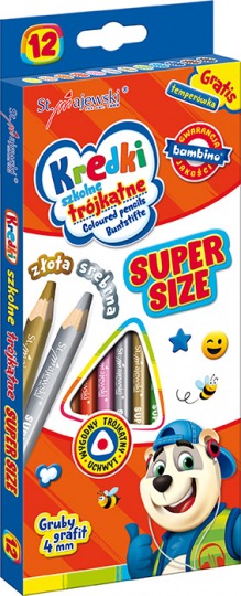 Kredki Bambino ołówkowe szkolne GRUBY GRAFIT Super Size