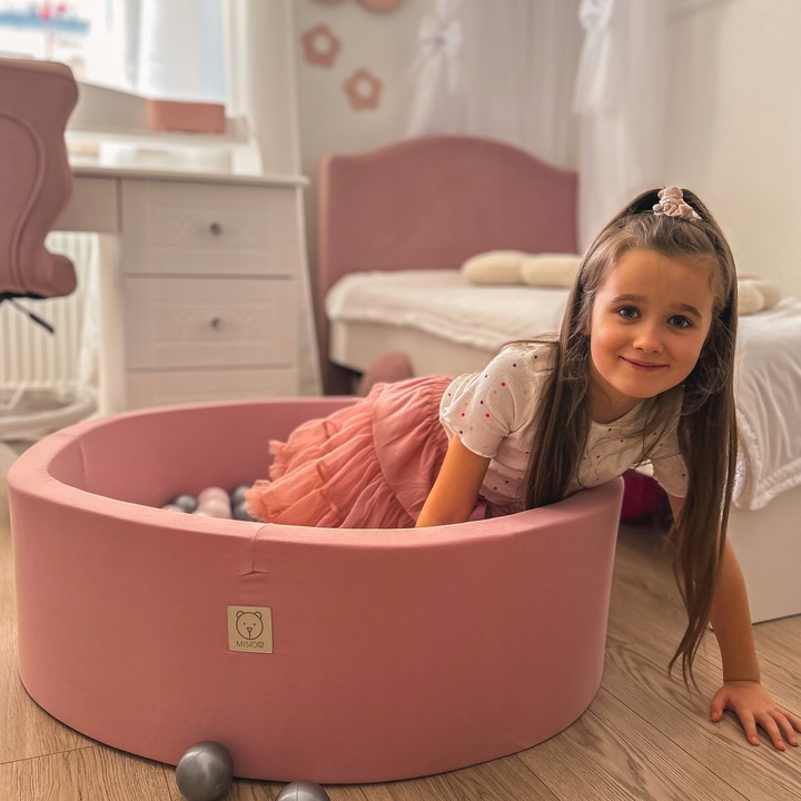 Suchy Basen z Kulkami 90x30 Kojec dla Dzieci Różowy Smart 200 piłek MISIOO
