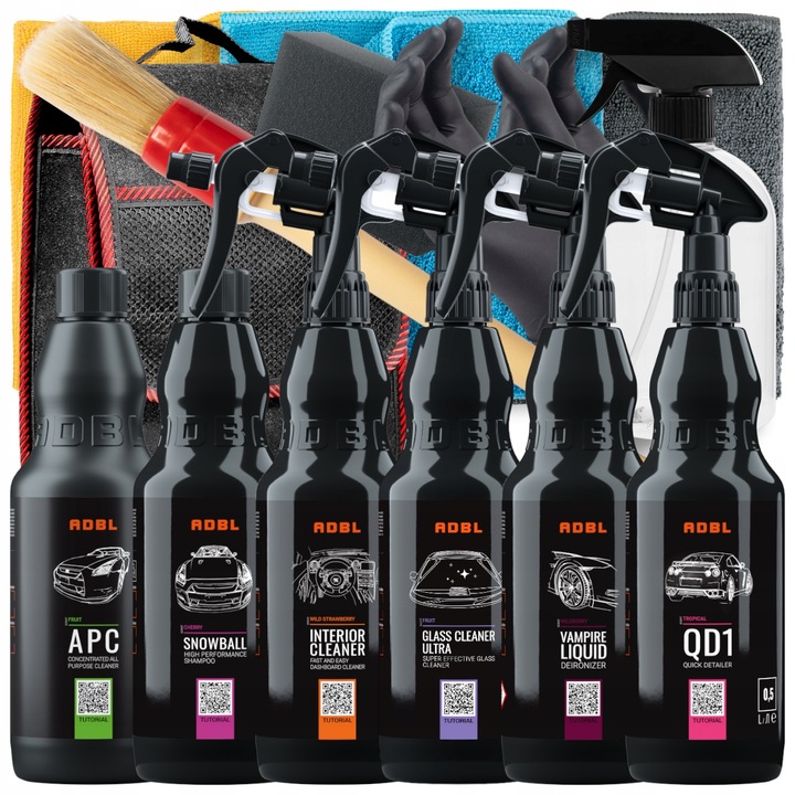 ADBL DUŻY ZESTAW KOSMETYKÓW DO CZYSZCZENIA AUTA Z TORBĄ DETAILING PREZENT