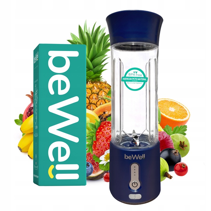 BLENDER KIELICHOWY DO SMOOTHIE I KOKTAJLI RECZNY beWell 500ml BEZPRZEWODOWY