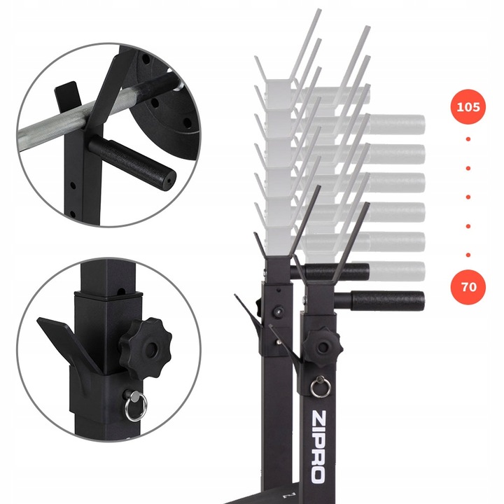 Ławka Treningowa Prosta Składana Ławeczka + Stojaki Regulowane 2w1 - Zipro