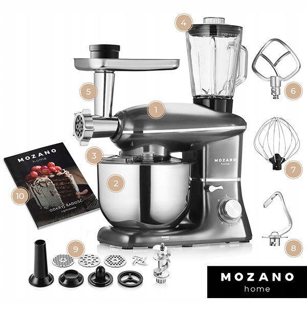 ROBOT KUCHENNY PLANETARNY MASZYNKA DO MIĘSA MIKSER BLENDER 6,2l + PRZEPISY