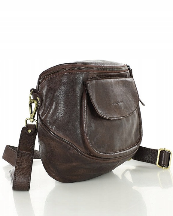 Torebka LISTONOSZKA damska SKÓRZANA szeroki pasek