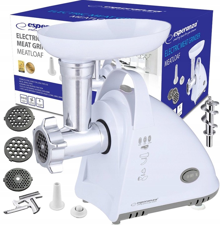 ELEKTRYCZNA MASZYNKA DO MIELENIA MIĘSA MOCNA 2000W 3 SITA DYSZA DO KIEŁBASY