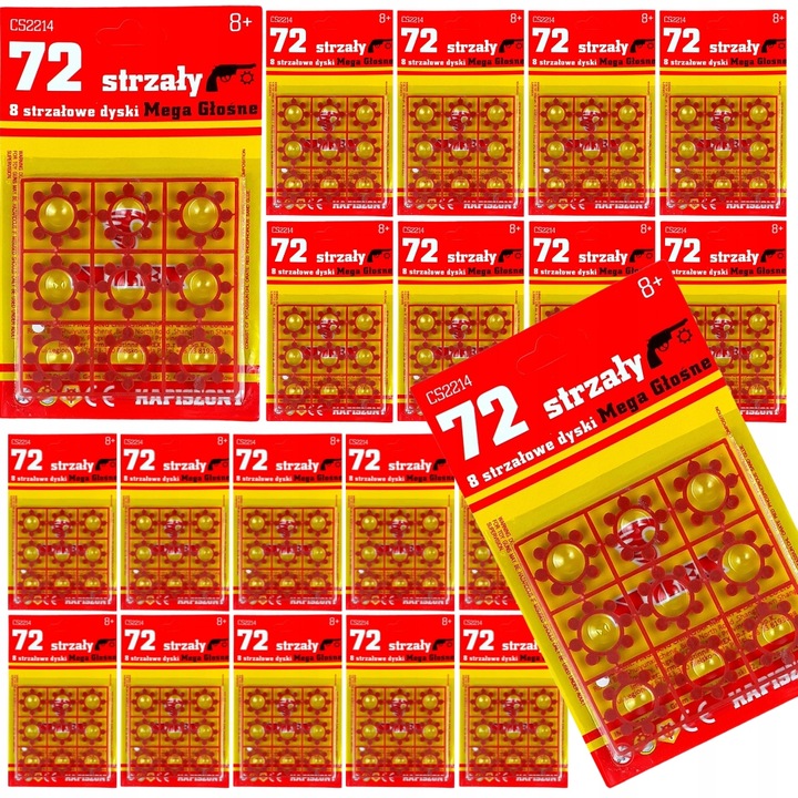 KAPISZONY HUKOWE SPŁONKA 8-strzałowe DO PISTOLETU 1440 STRZAŁY + 72 GRATIS