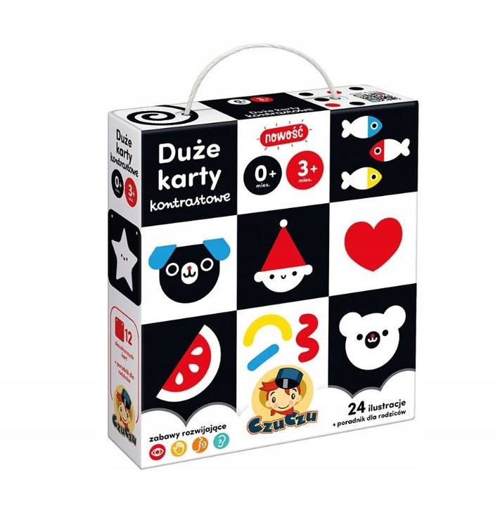 CzuCzu Karty Kontrastowe Książeczki na Sznureczku dla Malucha 0m+ 3m+