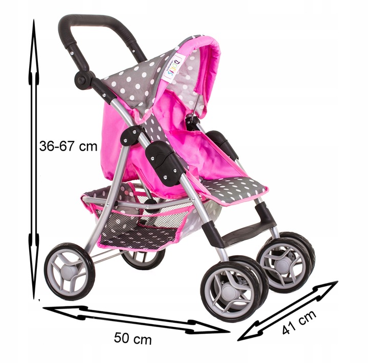 WÓZEK DLA LALEK spacerowy DUŻA spacerówka Doris składany regulowana rączka