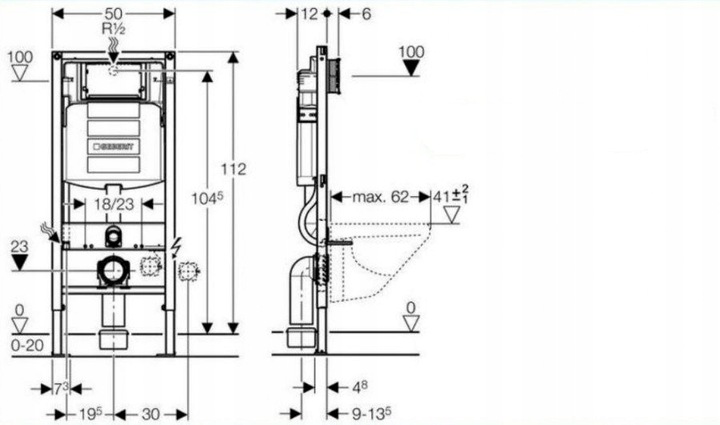 GEBERIT STELAŻ podtynkowy WC DUOFIX SIGMA UP320 H112