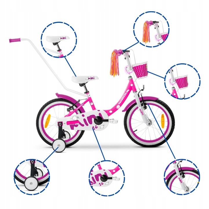 ROWER DZIECIĘCY TABOU ROWEREK MINI 14 CALI BARDZO LEKKI DLA DZIEWCZYNKI