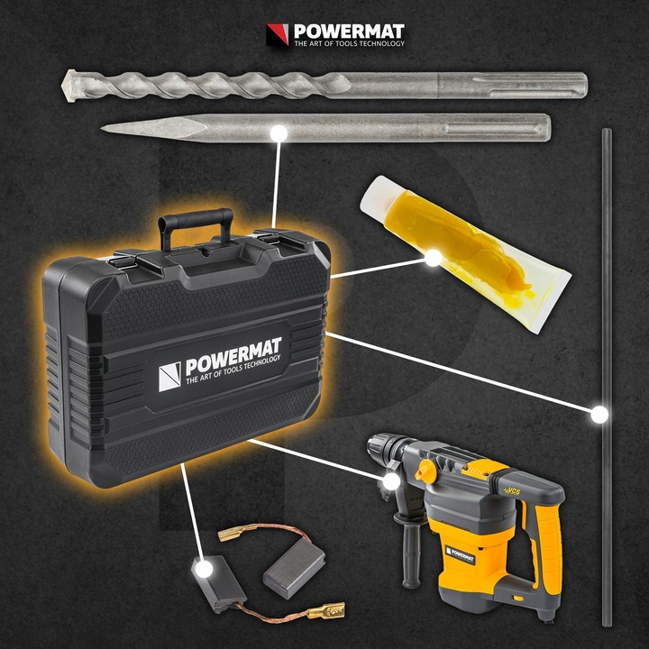 MŁOT UDAROWY OBROTOWY SDS MAX 2800W 18J WALIZKA ZESTAW REGULACJA OBROTÓW