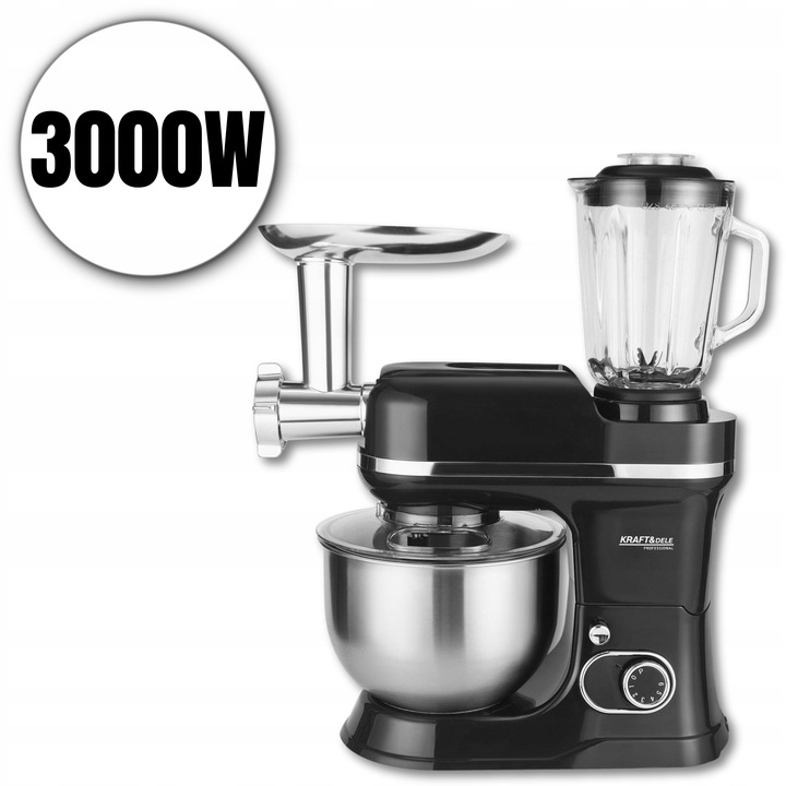 ROBOT PLANETARNY KUCHENNY MIKSER Z MISĄ BLENDER SZKLANY I MASZYNKA DO MIĘSA