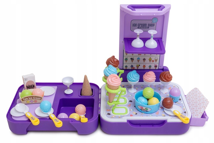 LODZIARNIA SKLEP Z LODAMI CUKERNIA KUCHNIA ZESTAW WALIZKA LODY DLA DZIECI