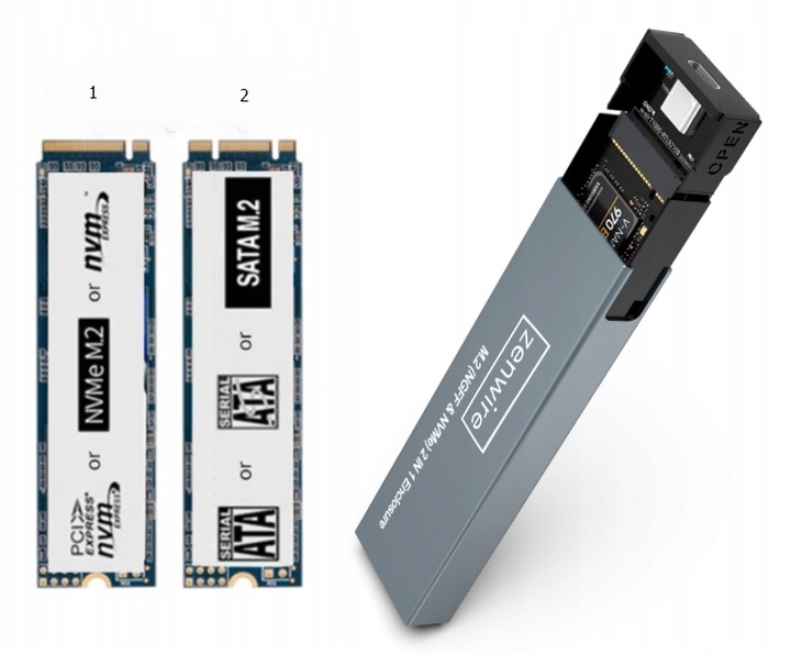 Obudowa na dysk SSD NVME/SATA PCIe M.2 USB-C Gen2 Kieszeń Adapter dysku M2