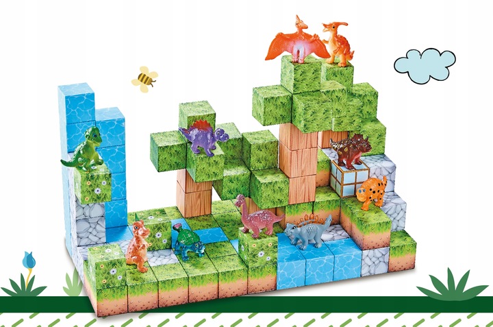 Magnetyczne klocki kostki budowlane modułowe konstrukcyjne 3d 114 elementów