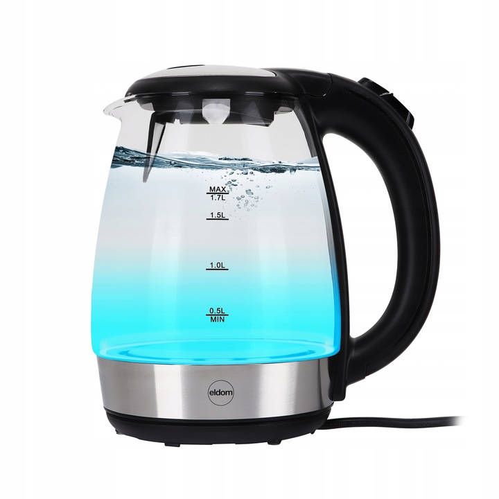 CZAJNIK ELEKTRYCZNY BEZPRZEWODOWY SZKLANY C415 ELDOM 2200 W 1,7 l