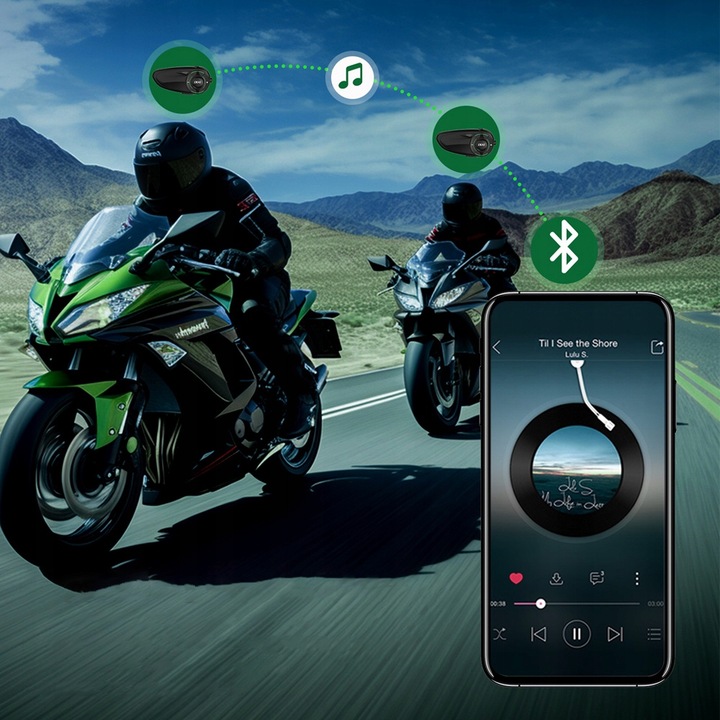 INTERKOM MOTOCYKLOWY EJEAS Q8 DO 6 KIEROWCÓW JEDNOCZEŚNIE RADIO FM BT 5.1