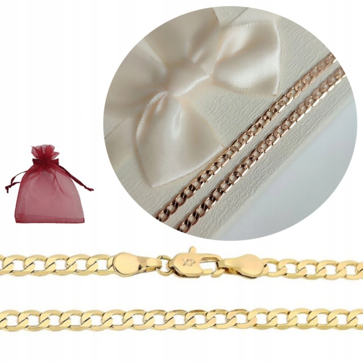 60 cm Łańcuszek złoty stal chirurgiczna damski pancerka męski 3,5 mm