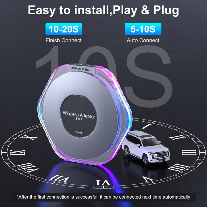 NEW Wireless Crystal Carplay AIBox Android Aut Adapter