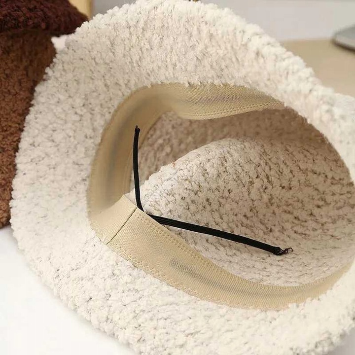 BUCKET HAT KAPELUSZ JESIEŃ ZIMA WIOSNA BOUCLE BUKLA BARANEK BEAR KOL 3006
