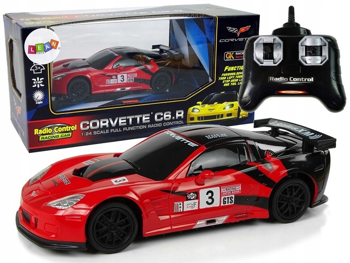 AUTO SPORTOWE R/C STEROWANE PILOTEM 2.4 GHz 1:24 CORVETTE C6.R CZERWONE