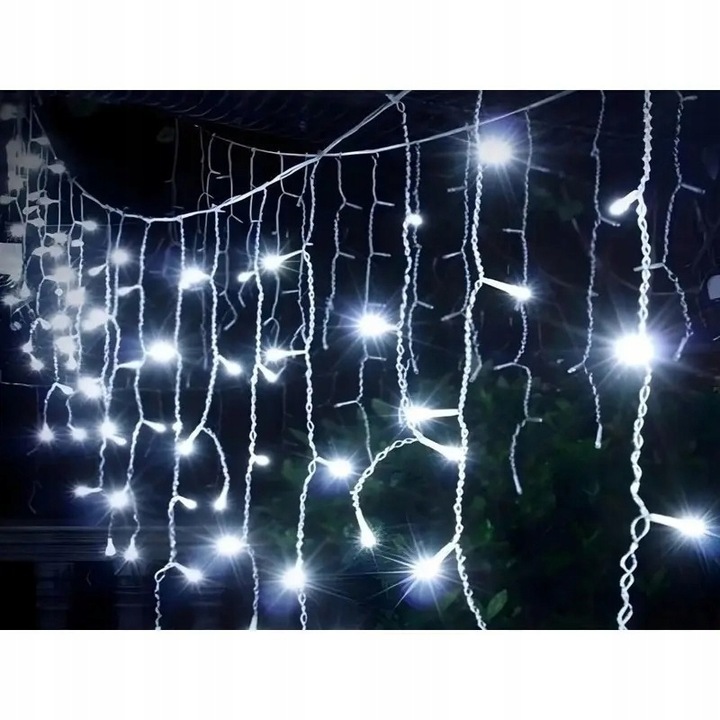 SOPLE LED 300 Zimny Biały+FLASH 14m Kurtyna Świetlna Lampki Zewnętrzne IP44