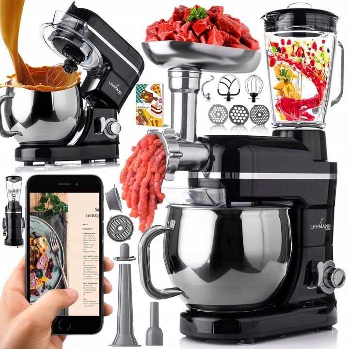 ROBOT KUCHENNY PLANETARNY MIKSER BLENDER 3000W MASZYNKA DO MIĘSA + PRZEPISY