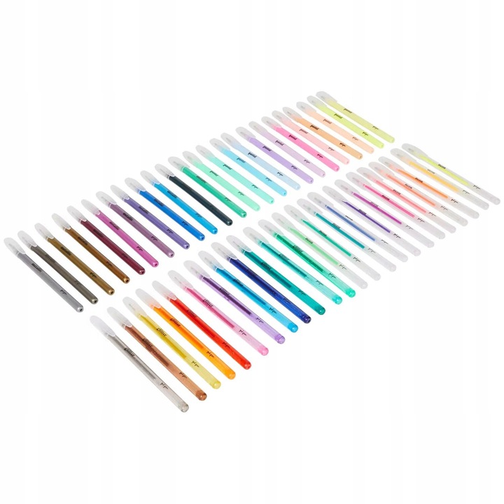 DŁUGOPISY PISAKI ŻELOWE BROKATOWE KOLOROWE ZESTAW 48 SZT