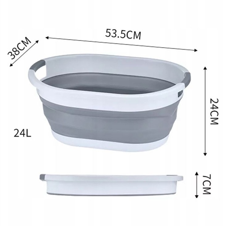 MISKA SKŁADANA SILIKONOWA KOSZ NA PRANIE BIELIZNĘ WANIENKA DLA DZIECKA 53CM