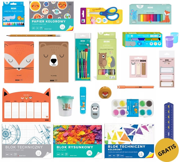 duża WYPRAWKA SZKOLNA ZESTAW DLA KLAS 1-3 Interdruk, 22 elementów 1 GRATIS